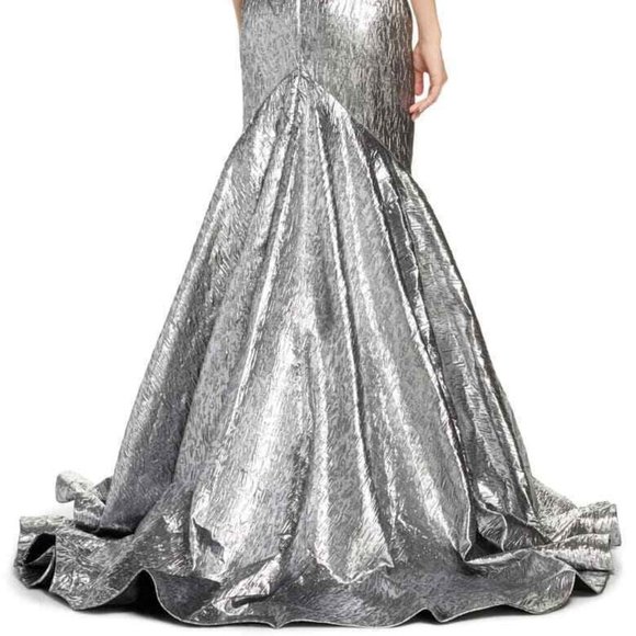 MAC DUGGAL STRAPLESS LAME MERMAID MERCURY GOWN sz 2 - Picture 7 of 8